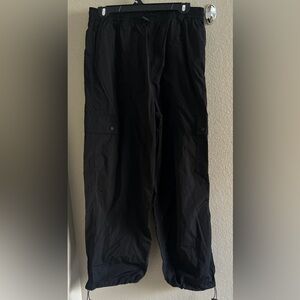 PINK Victoria's Secret drawstring cargo windbreaker black pants size L